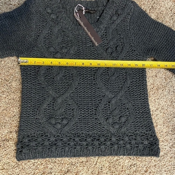 ANTHROPOLOGIE hazel sweater gray open weave small sweater cable knit new - Picture 6 of 8